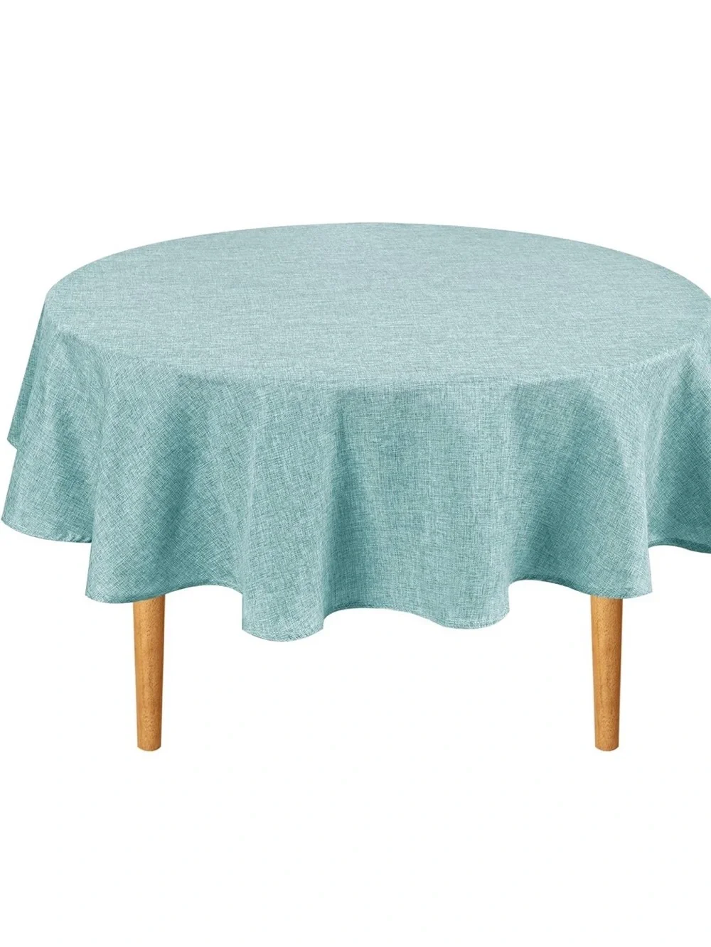Aqua Round Tablecloth - Stylish Linen-Look Dining Table Cover - 30 inch